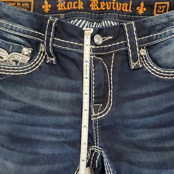 Rock Revival Blue Straight Leg Jeans with Fading Effects - Picture 9 of 10